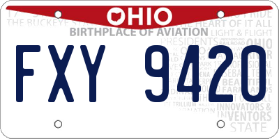 OH license plate FXY9420