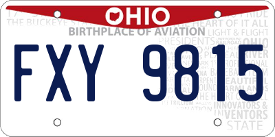 OH license plate FXY9815