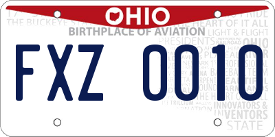 OH license plate FXZ0010