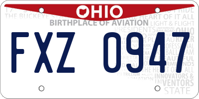 OH license plate FXZ0947