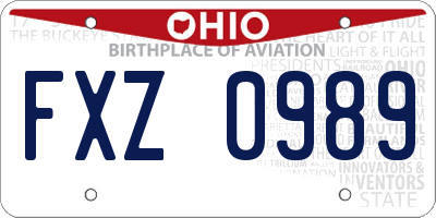 OH license plate FXZ0989