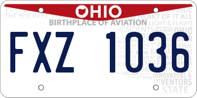OH license plate FXZ1036