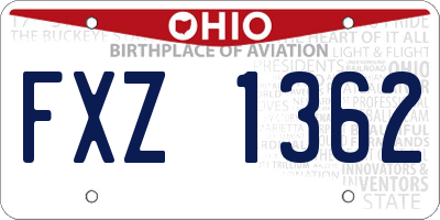 OH license plate FXZ1362