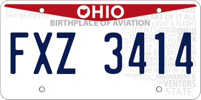 OH license plate FXZ3414