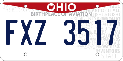 OH license plate FXZ3517