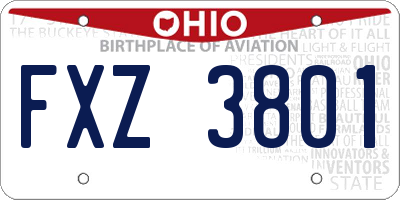 OH license plate FXZ3801