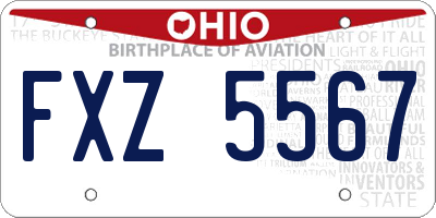 OH license plate FXZ5567