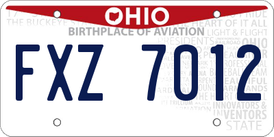 OH license plate FXZ7012
