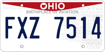 OH license plate FXZ7514