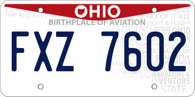 OH license plate FXZ7602
