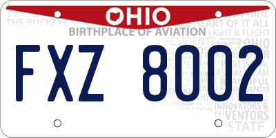 OH license plate FXZ8002