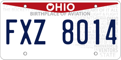 OH license plate FXZ8014