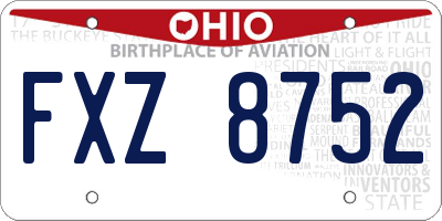 OH license plate FXZ8752