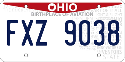 OH license plate FXZ9038