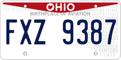 OH license plate FXZ9387