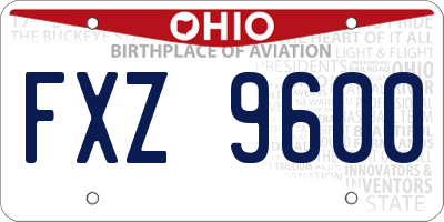 OH license plate FXZ9600