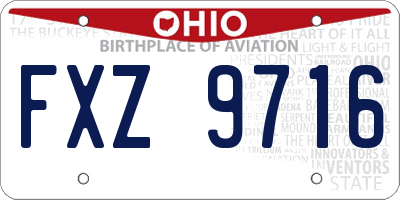 OH license plate FXZ9716