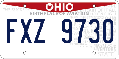 OH license plate FXZ9730