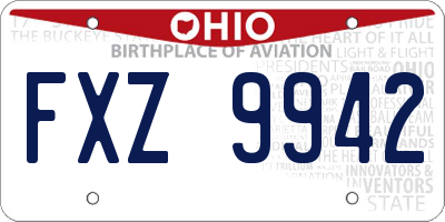OH license plate FXZ9942
