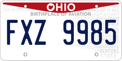 OH license plate FXZ9985