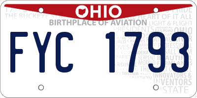 OH license plate FYC1793
