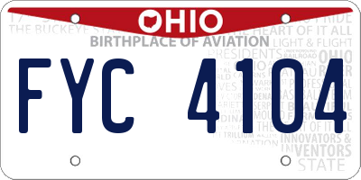 OH license plate FYC4104
