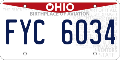 OH license plate FYC6034