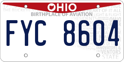 OH license plate FYC8604