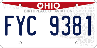 OH license plate FYC9381