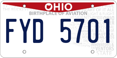 OH license plate FYD5701