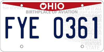 OH license plate FYE0361