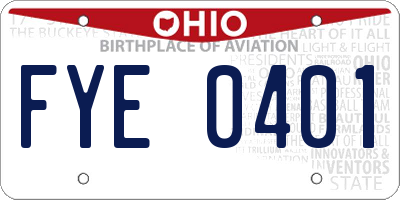 OH license plate FYE0401