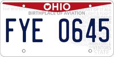 OH license plate FYE0645