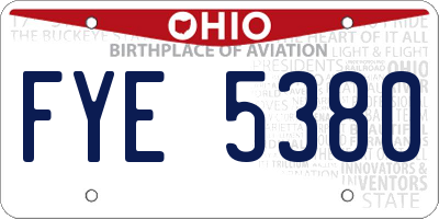 OH license plate FYE5380