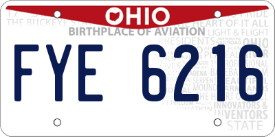 OH license plate FYE6216