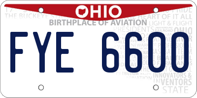 OH license plate FYE6600