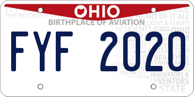 OH license plate FYF2020