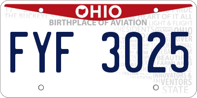 OH license plate FYF3025
