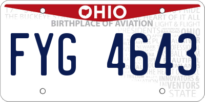 OH license plate FYG4643