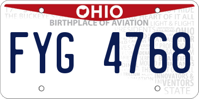 OH license plate FYG4768