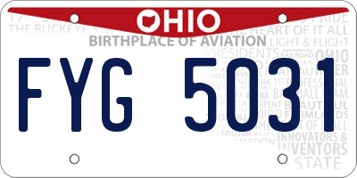 OH license plate FYG5031