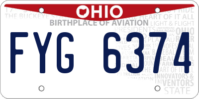 OH license plate FYG6374