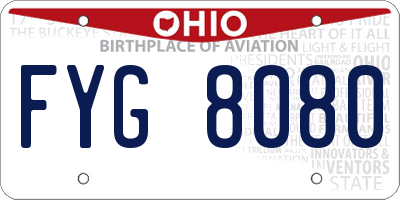 OH license plate FYG8080