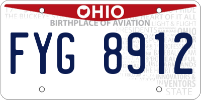 OH license plate FYG8912