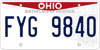OH license plate FYG9840