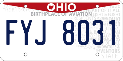 OH license plate FYJ8031