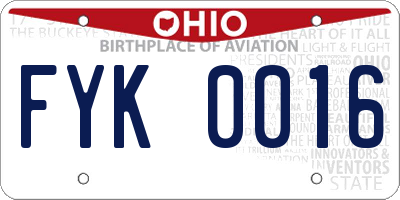 OH license plate FYK0016