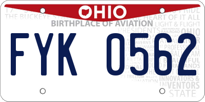 OH license plate FYK0562