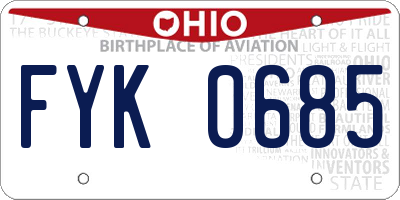 OH license plate FYK0685