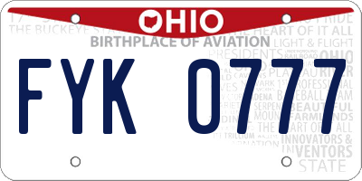 OH license plate FYK0777